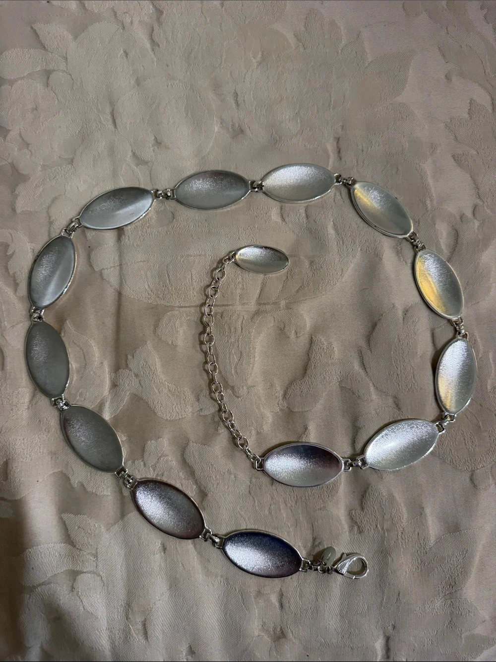 Silver Tone Oval Engraved Concho Chain Belt - Women's Jewelry